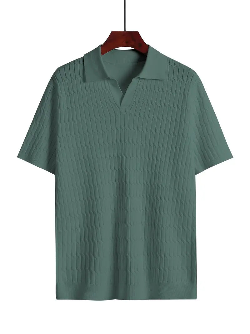 SOLID LAPEL T SHIRT