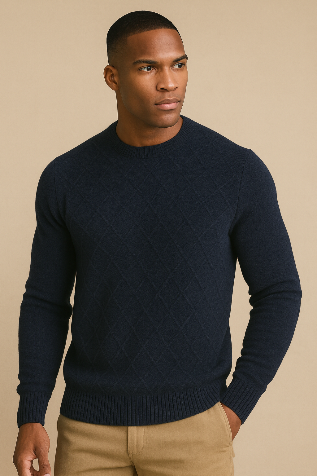 100% Cashmere Diamond-Stitch Pullover