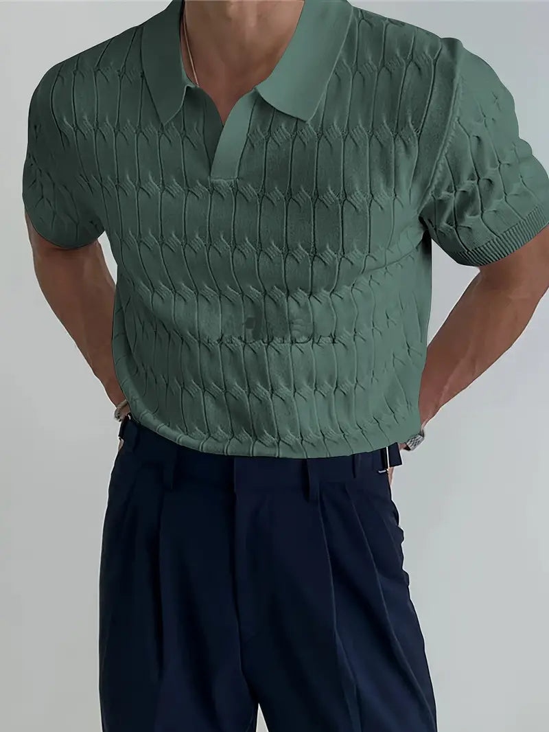 SOLID LAPEL T SHIRT