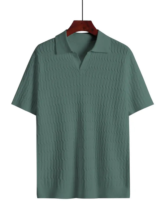 SOLID LAPEL T SHIRT