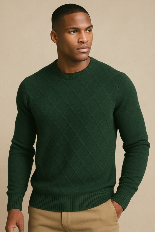 100% Cashmere Diamond-Stitch Pullover
